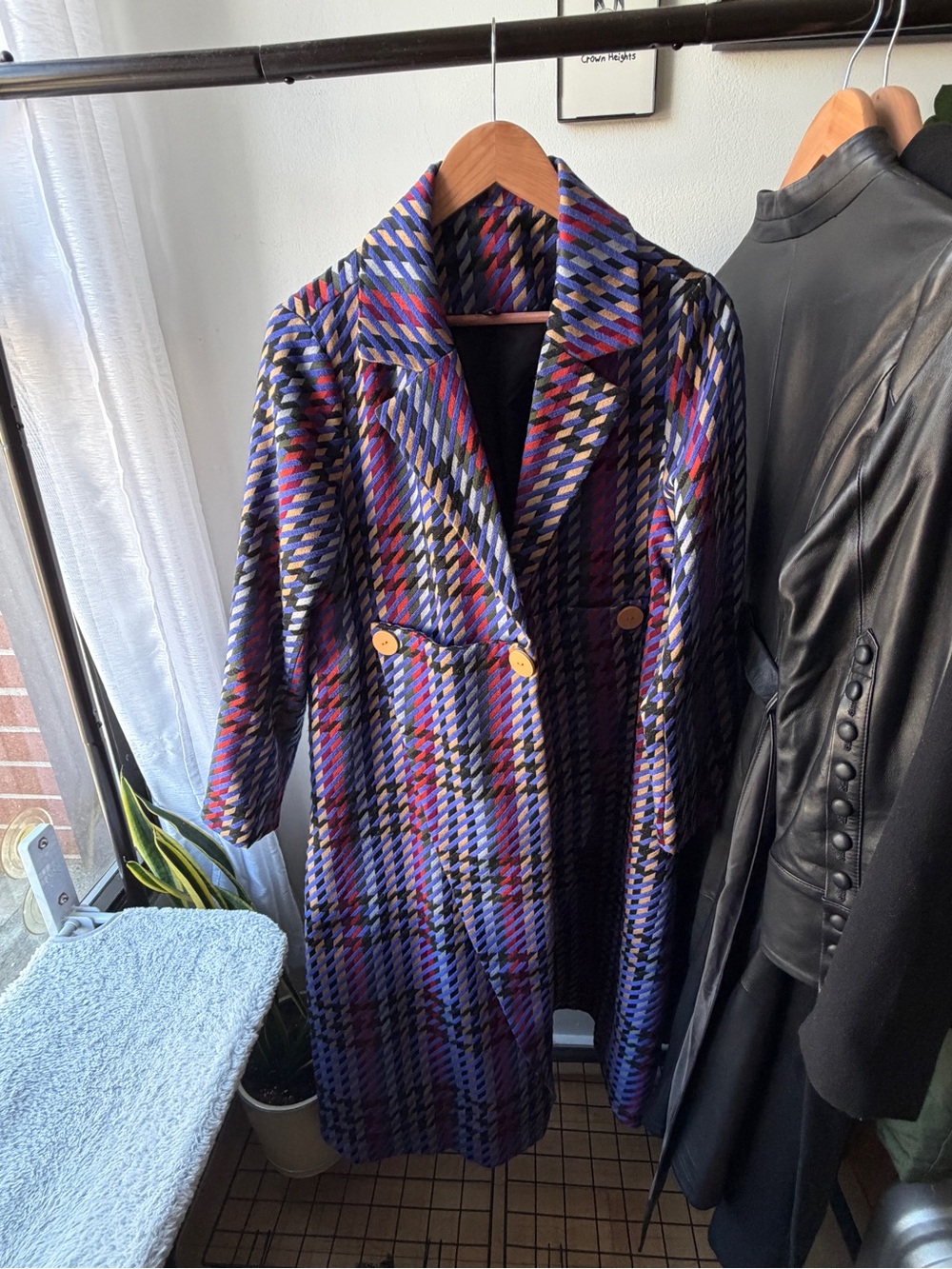 Womens Multicolor Patterned Long Coat - Unbranded
